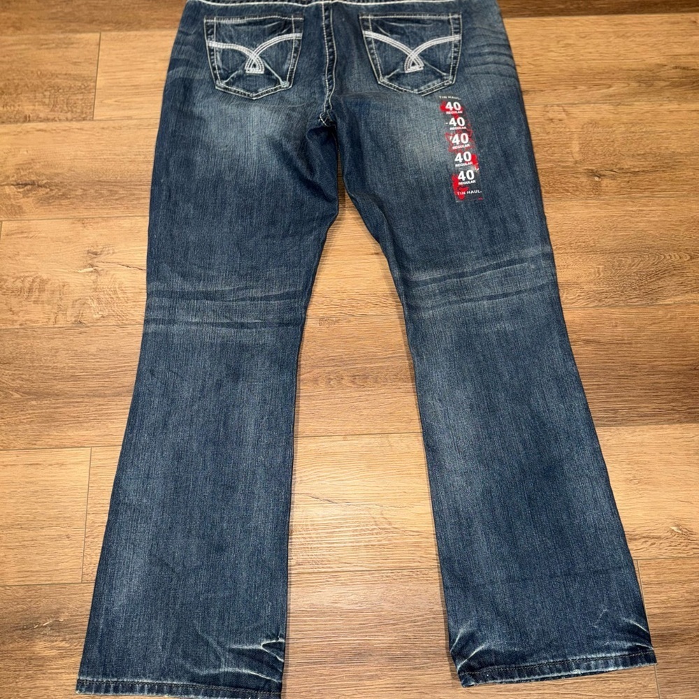 Tin Haul NWT Jagger Denim Jeans Men’s Sz 40R Straight Leg Embroidered Western - Picture 2 of 13